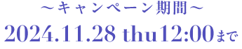 キャンペーン期間：2024年11月28日木曜日正午12時まで