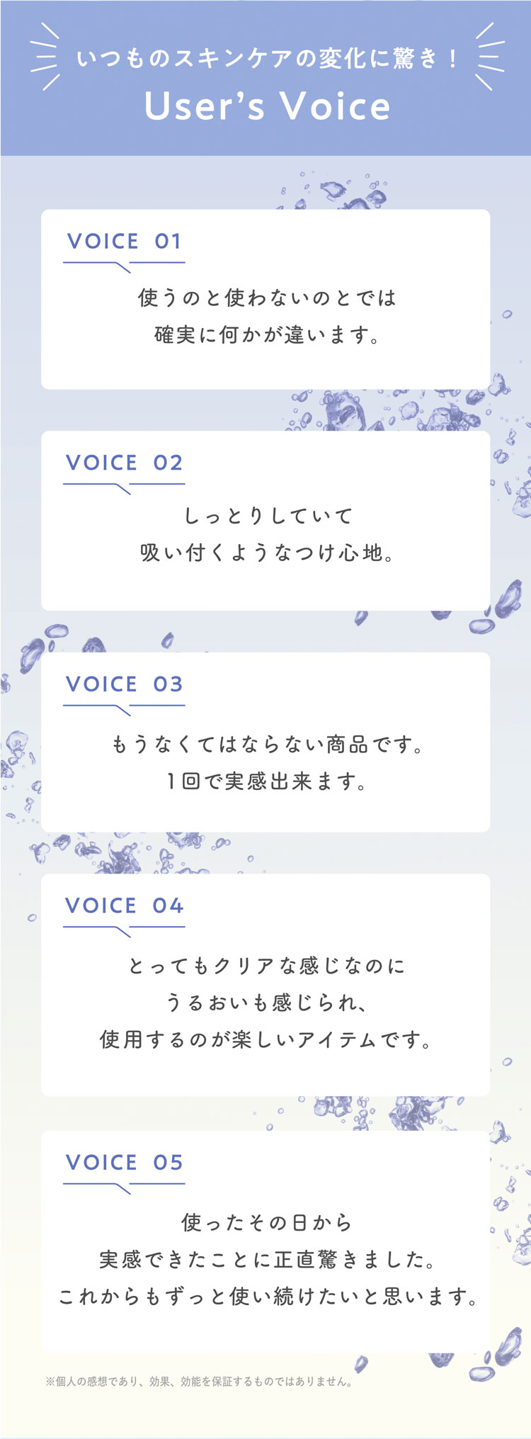 使用されたお客様の声