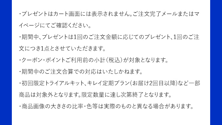 プレゼントはカート画面には表示されません。