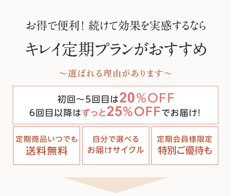 お得で便利！続けて効果を実感するならキレイ定期プランがおすすめ