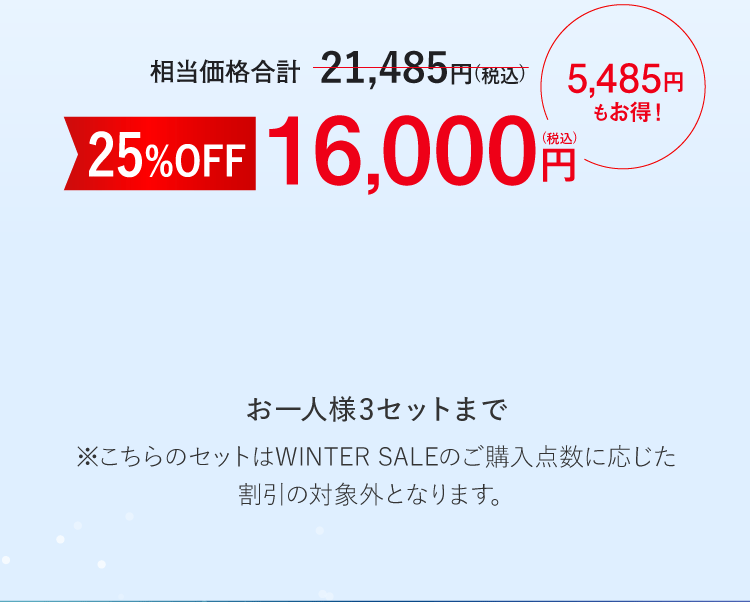 通常価格21,485円（税込）のところ特別価格16,000円（税込）通常価格から25%OFF　5,485円もお得！