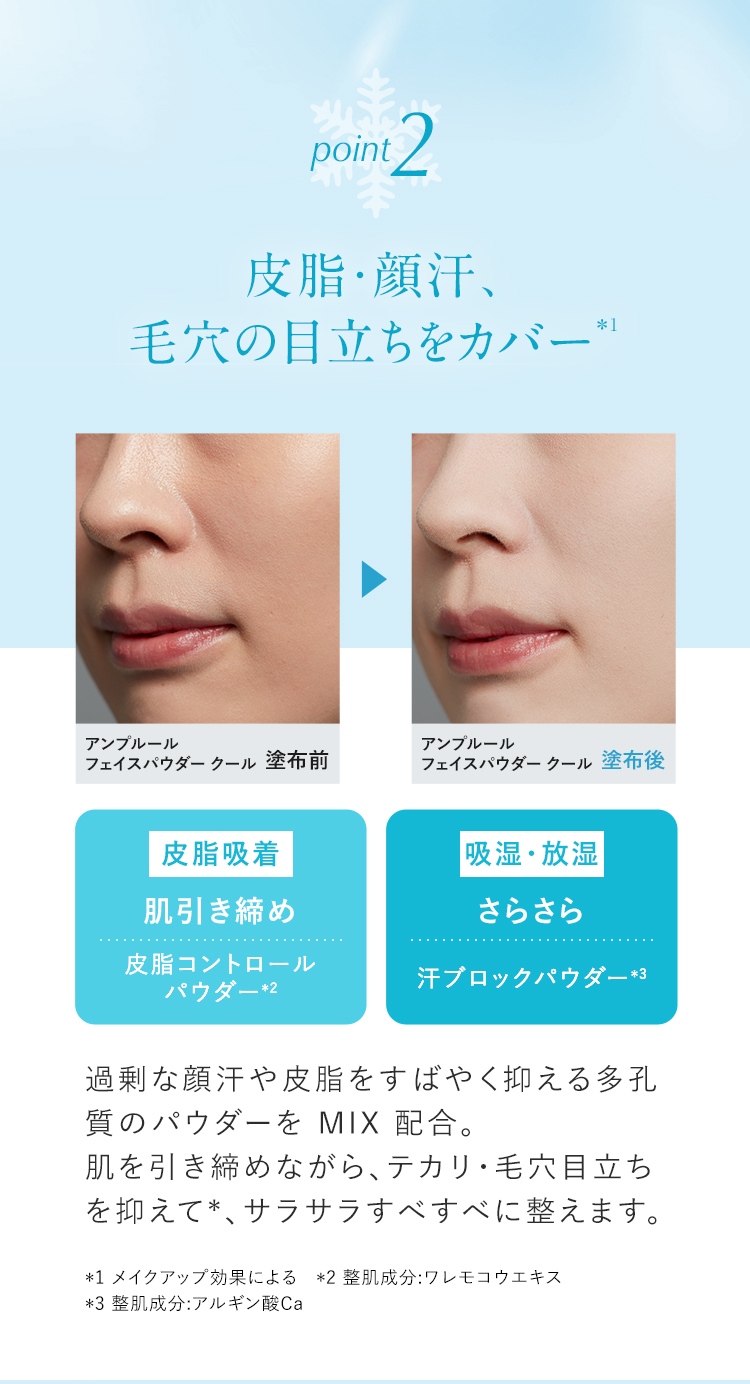皮脂・顔汗、毛穴の目立ちをカバー"