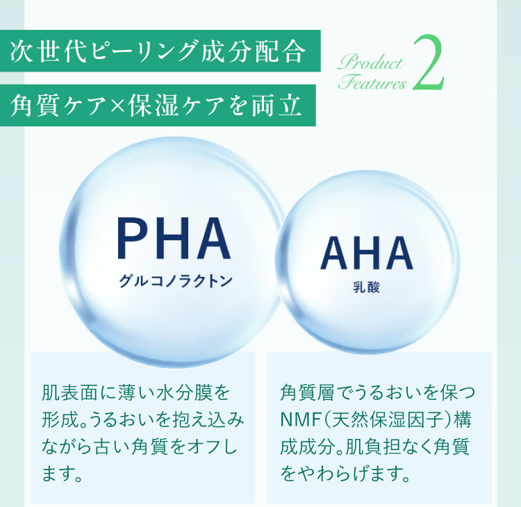 次世代ピーリング成分配合　角質ケア×保湿ケアを両立