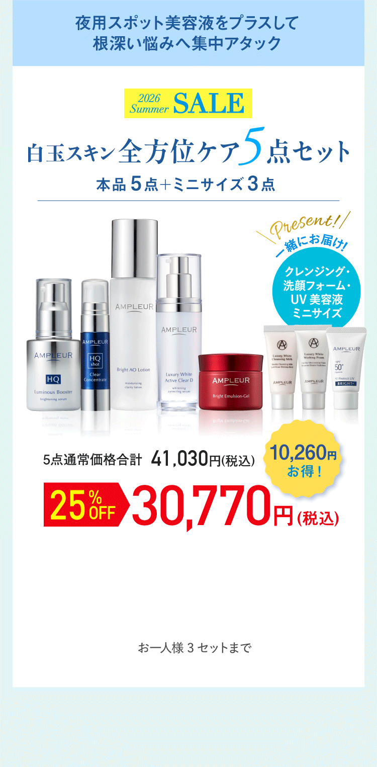 本品5点＋ミニサイズ3点 全方位ケア5点セット 30,770円（税込）