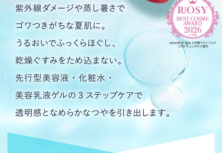 先行型美容液／化粧水／美容乳液ゲル