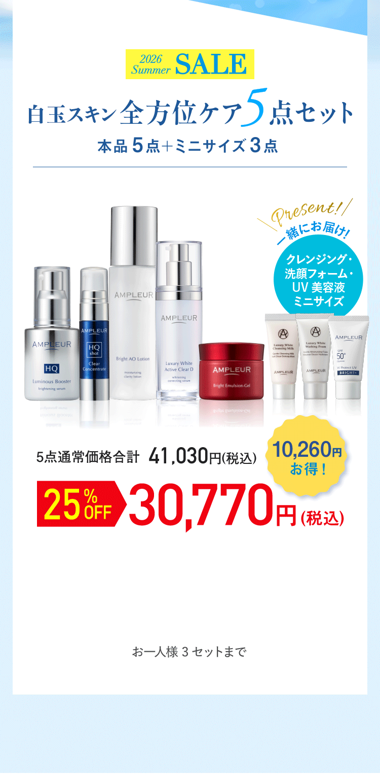 本品5点＋ミニサイズ3点 全方位ケア5点セット 30,770円(税込)