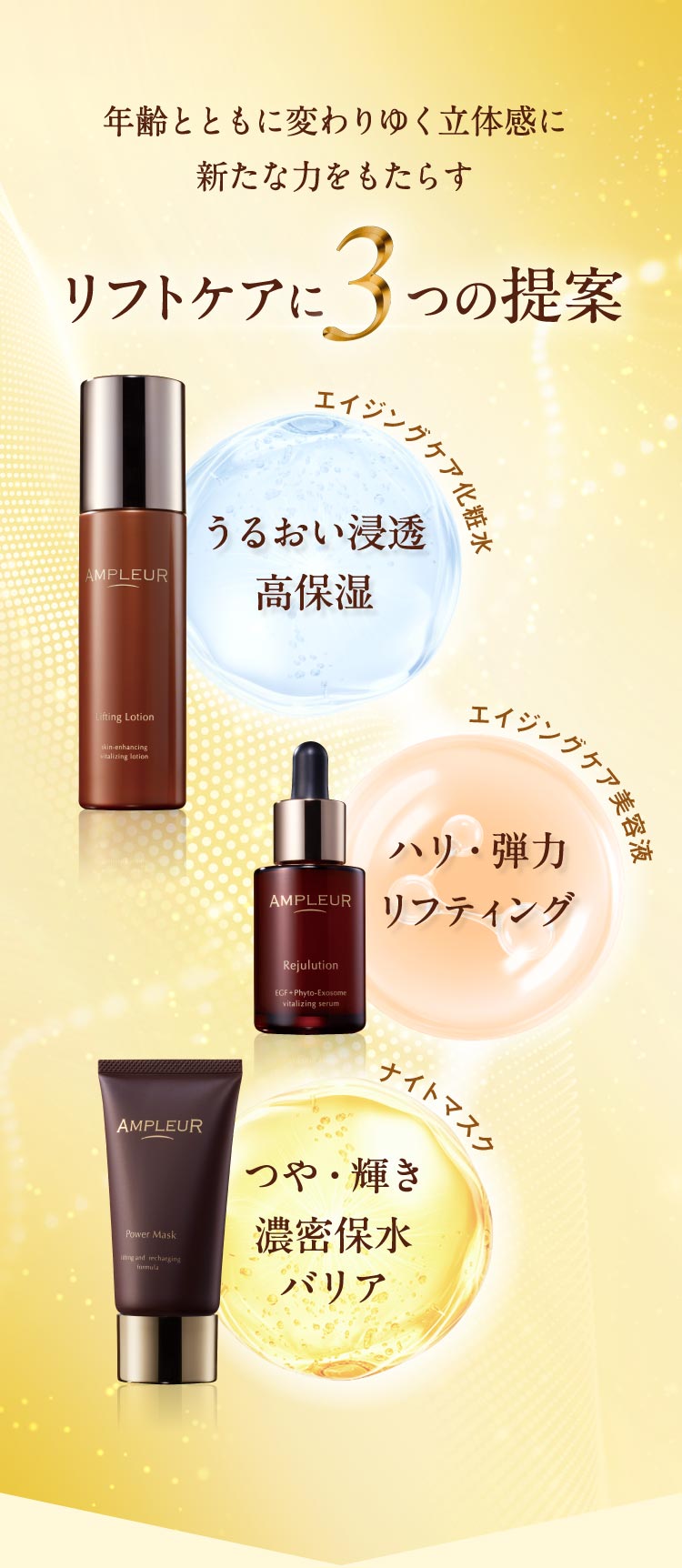 年齢とともに変わりゆく立体感に新たな力をもたらす リフトケアに3つの提案