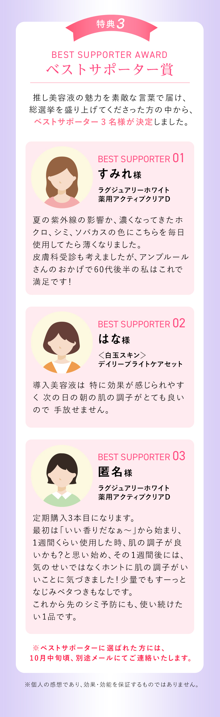スペシャル特典3 ベストサポーター賞