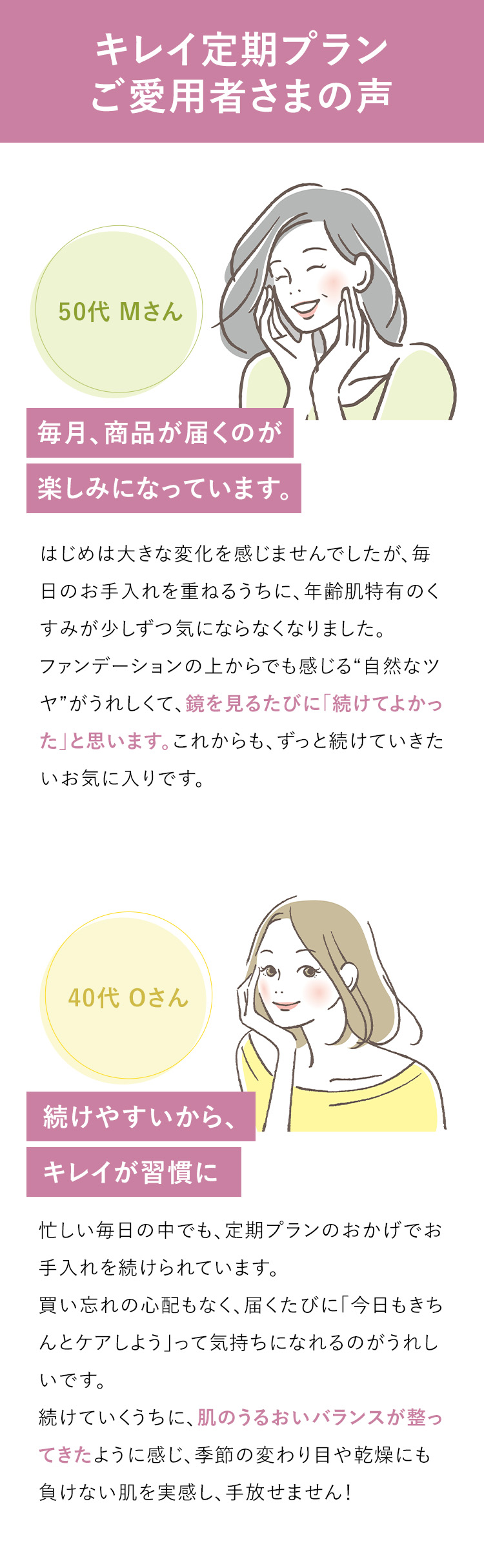 キレイ定期プラン ご愛用者様の声